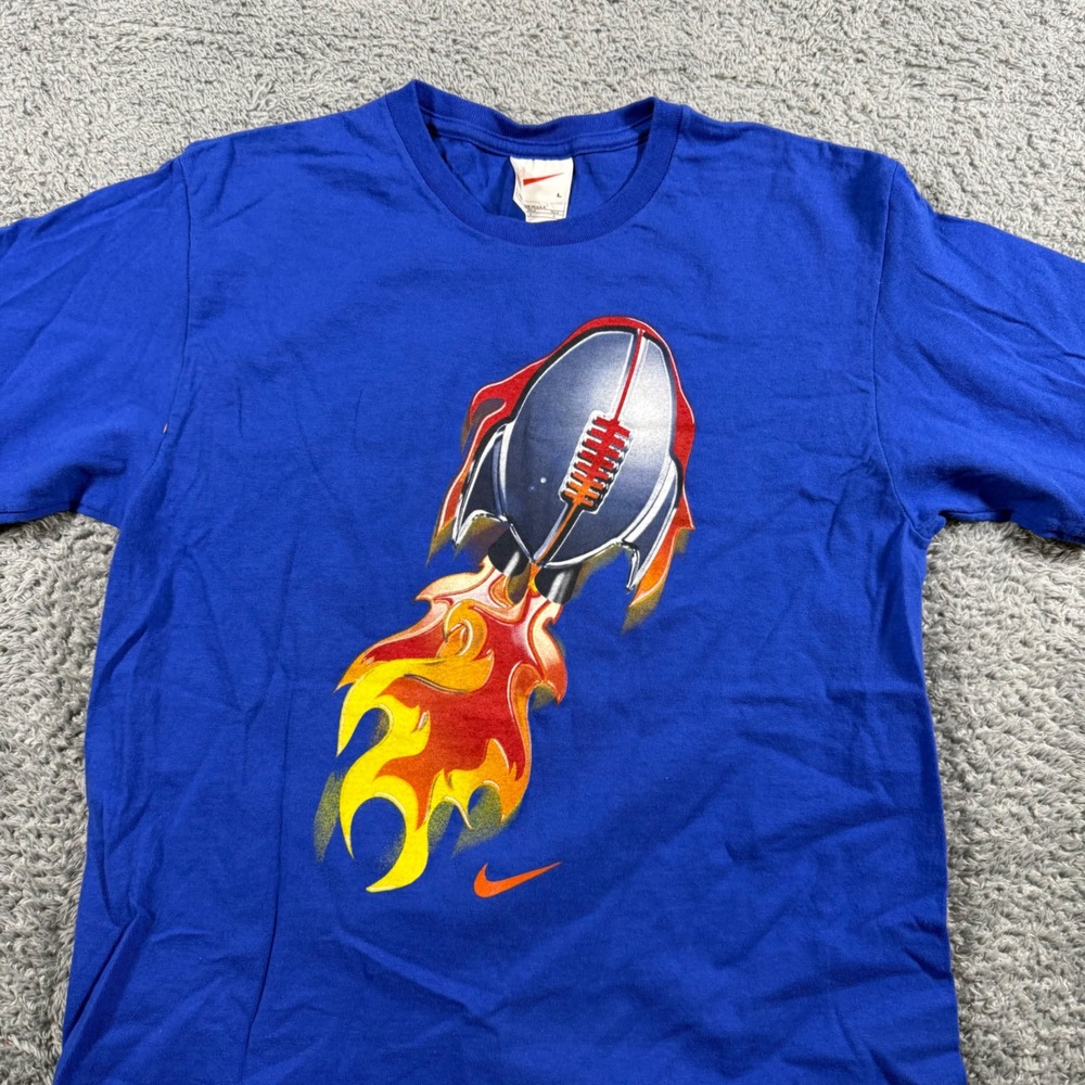 VTH Rare Nike Football Flames This is Rocket Science T Shirt‎ Made in USA Size L
